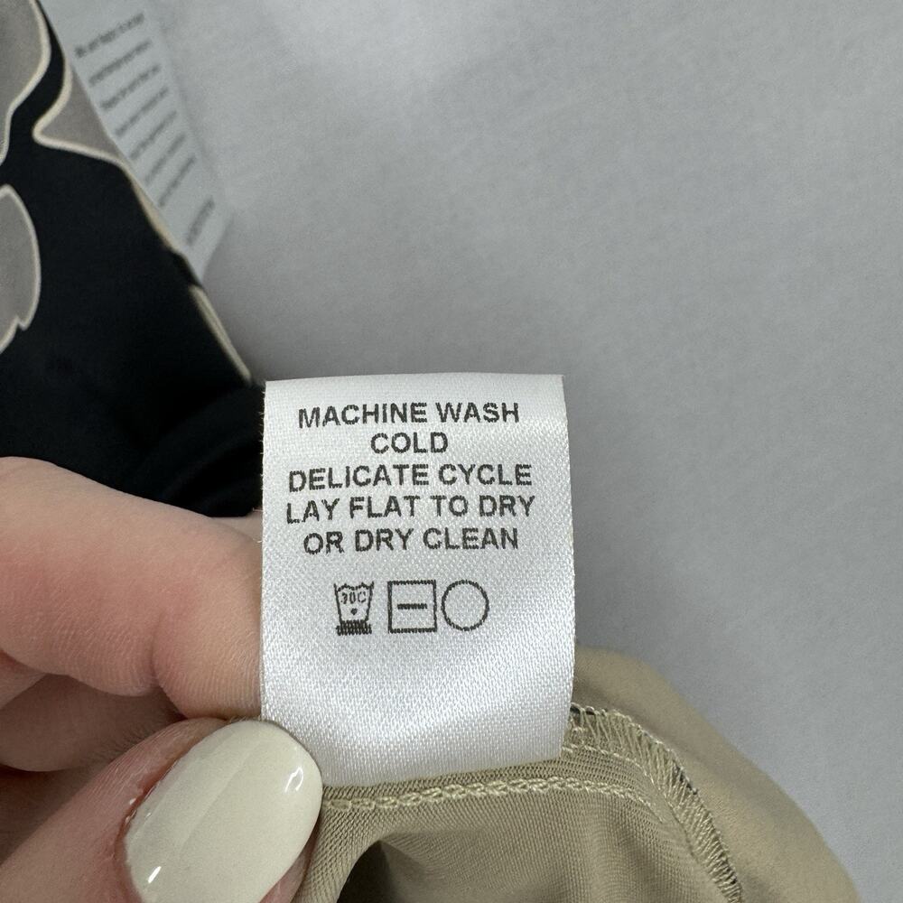 Komarov Womens Dress M Black Floral Jersey Knit Belted Cowl Neck Cocktail Career - Picture 11 of 11